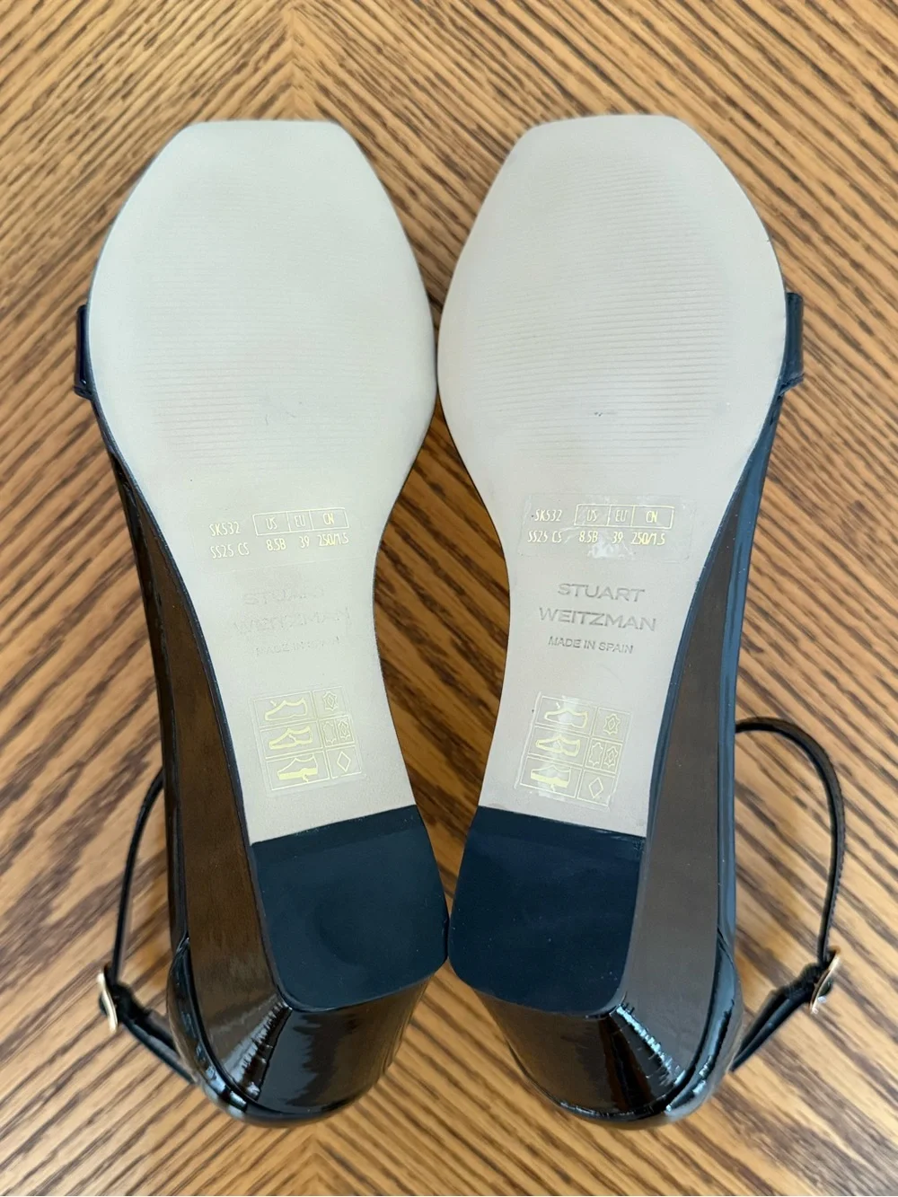 STUART WEITZMAN Nudistcurve 50 Patent Wedge Sandal - Black - Picture 7 of 12